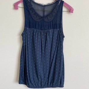 American Eagle Outfitters Women's Sleeveless Lace Top Size S/P Navy